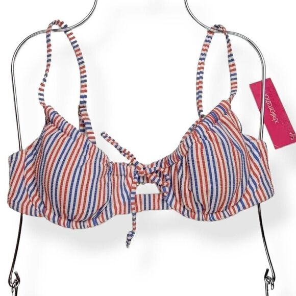Xhilaration Striped Textured Underwired Bikini Top Large Jrs. 8-10 - Picture 1 of 3